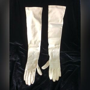Vintage Formal White Satin Long Opera Gloves